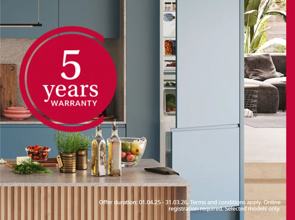 Receive a 5 year warranty when you purchase a selected NEFF Appliance.