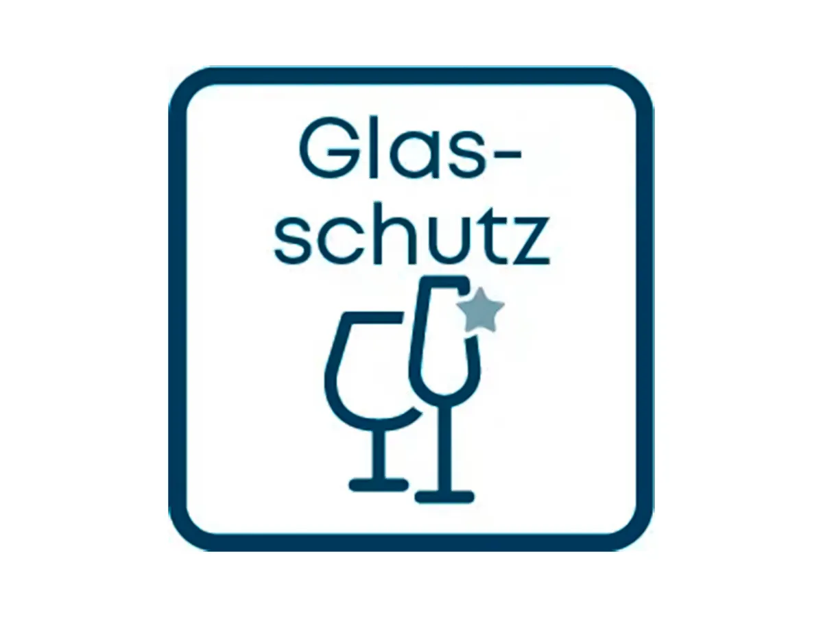 Icon mit zwei Gläsern und dem Wort 'Glas-schutz' drüber, zeigt, dass es um Glasschutz geht.