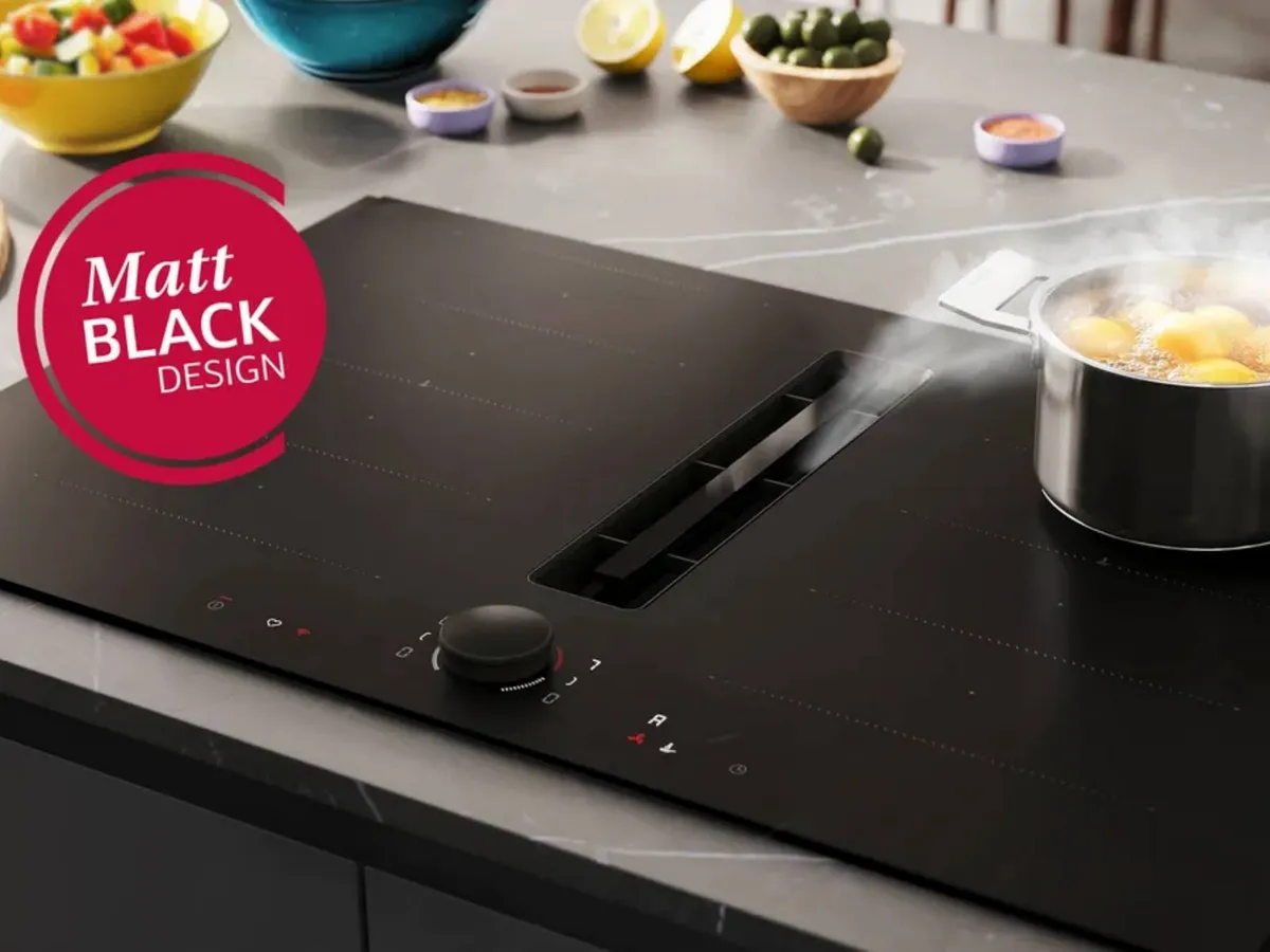 Kochfeld Matt Schwarz von NEFF mit integrierten Dunstabzug