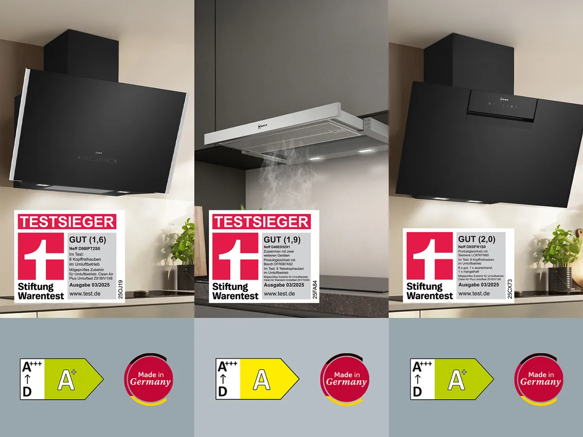 Drei NEFF Dunstabzugshauben bei Stiftung Warentest