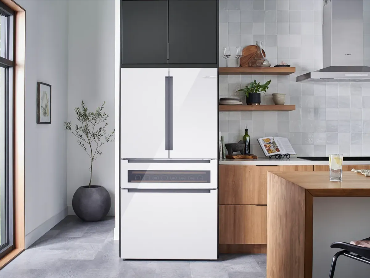 A modern White Bosch refrigerator