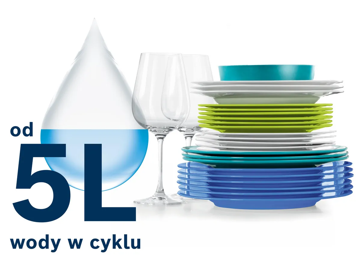 grafika naczyń i kieliszków, napis od 5l wody w cyklu