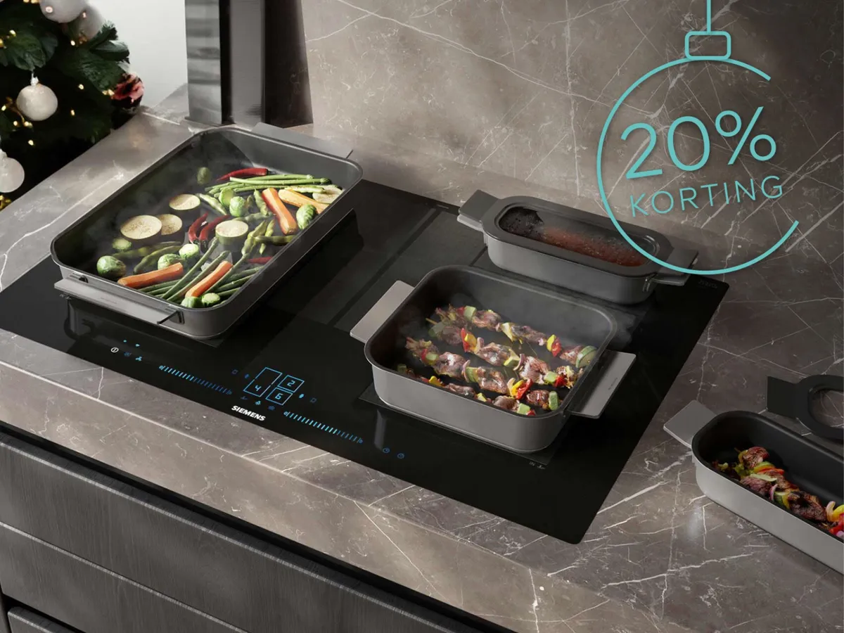 Siemens kookplaat met 4 flexpannen in verschillende grootte met actiebutton 20% korting