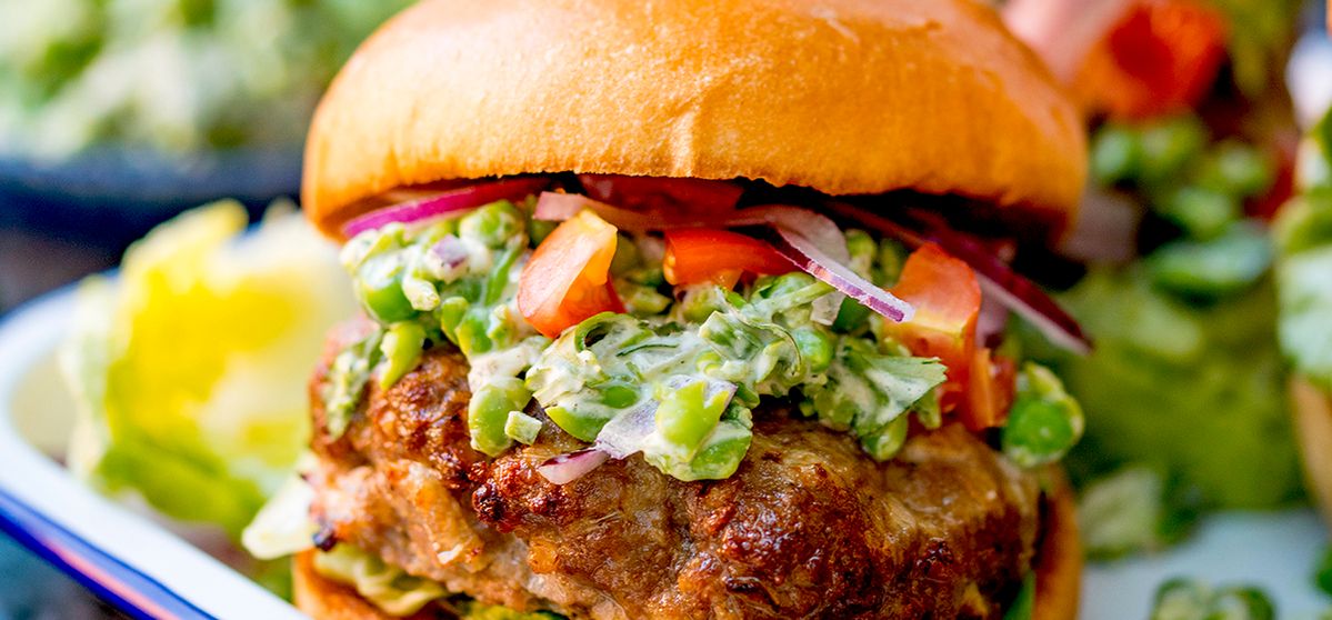 Feta Stuffed Lamb Burgers with Minted Pea Guacamole NEFF UK