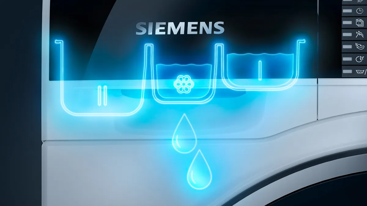 Siemens washing machines - Precise detergent dosing, down to the last drop.