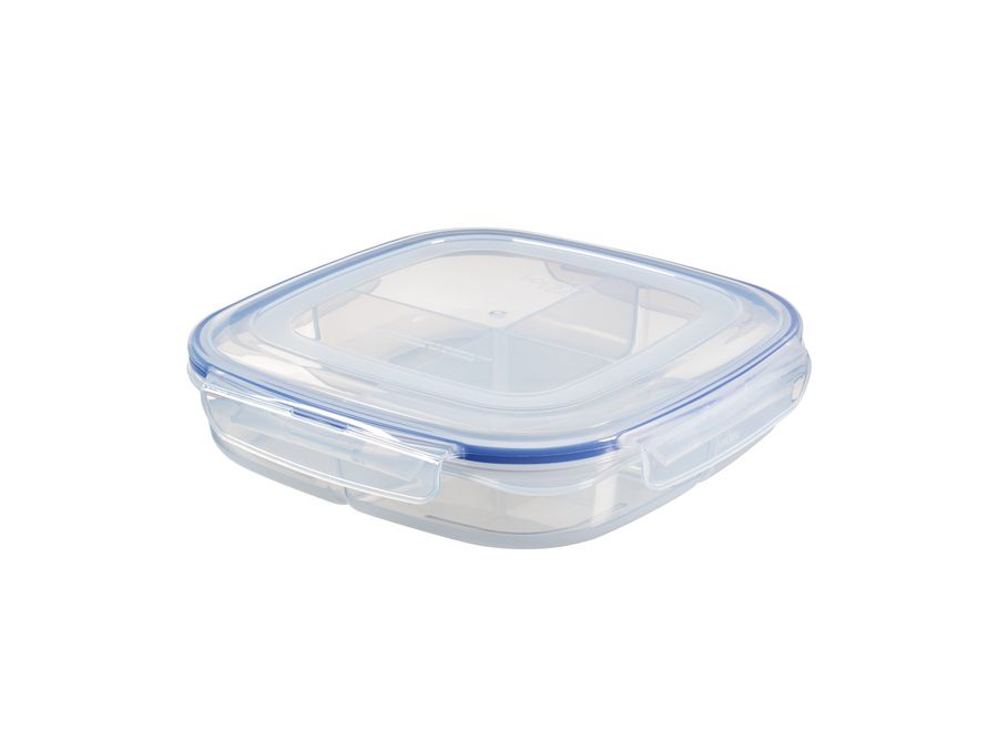 Frischhaltedose LocknLock Quadratische Classic To-Go Snackbox 1,35 L mit Deckel + 4er Einteilung 17008178 17008178-1