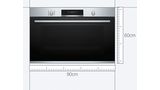 Ein Bosch XXL-Backofen mit einem blauen Ma&szlig;band darunter.
