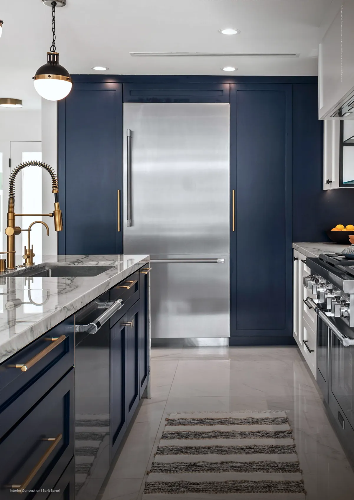 Thermador Professional Collection appliances with blue and white cabinetry
