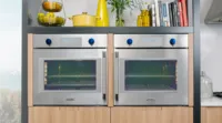 thermador blue knobs on side by side wall oven