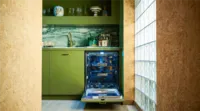 thermador kips bay new york decorator show house hundiford design studio green loft dishwasher shot opened