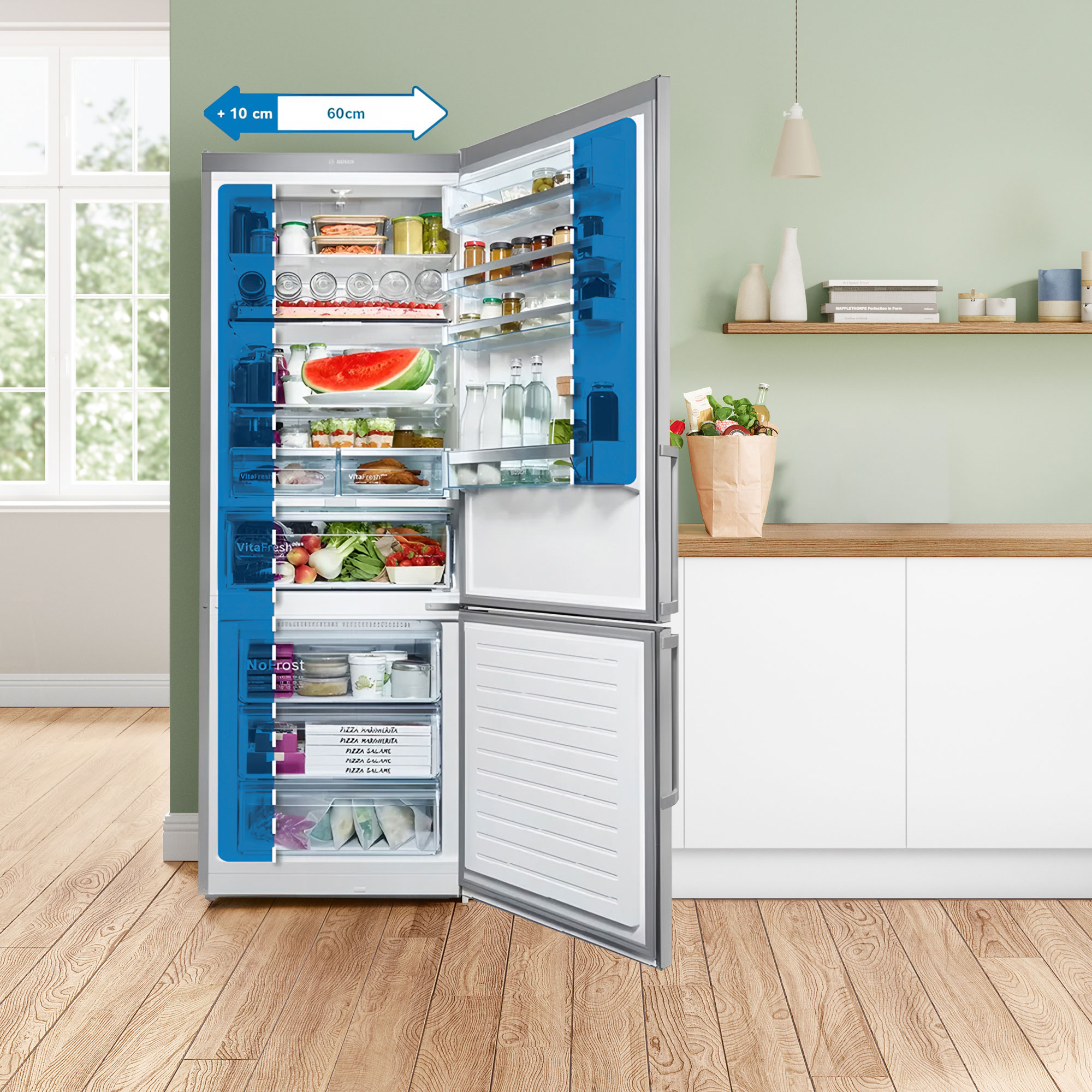 KGN53AI30A free-standing fridge-freezer with freezer at bottom
