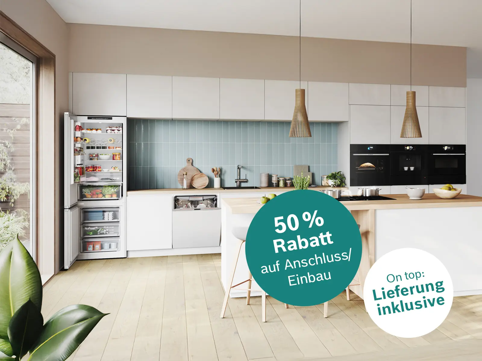 50 % Rabatt auf Anschluss/Einbau. Bild