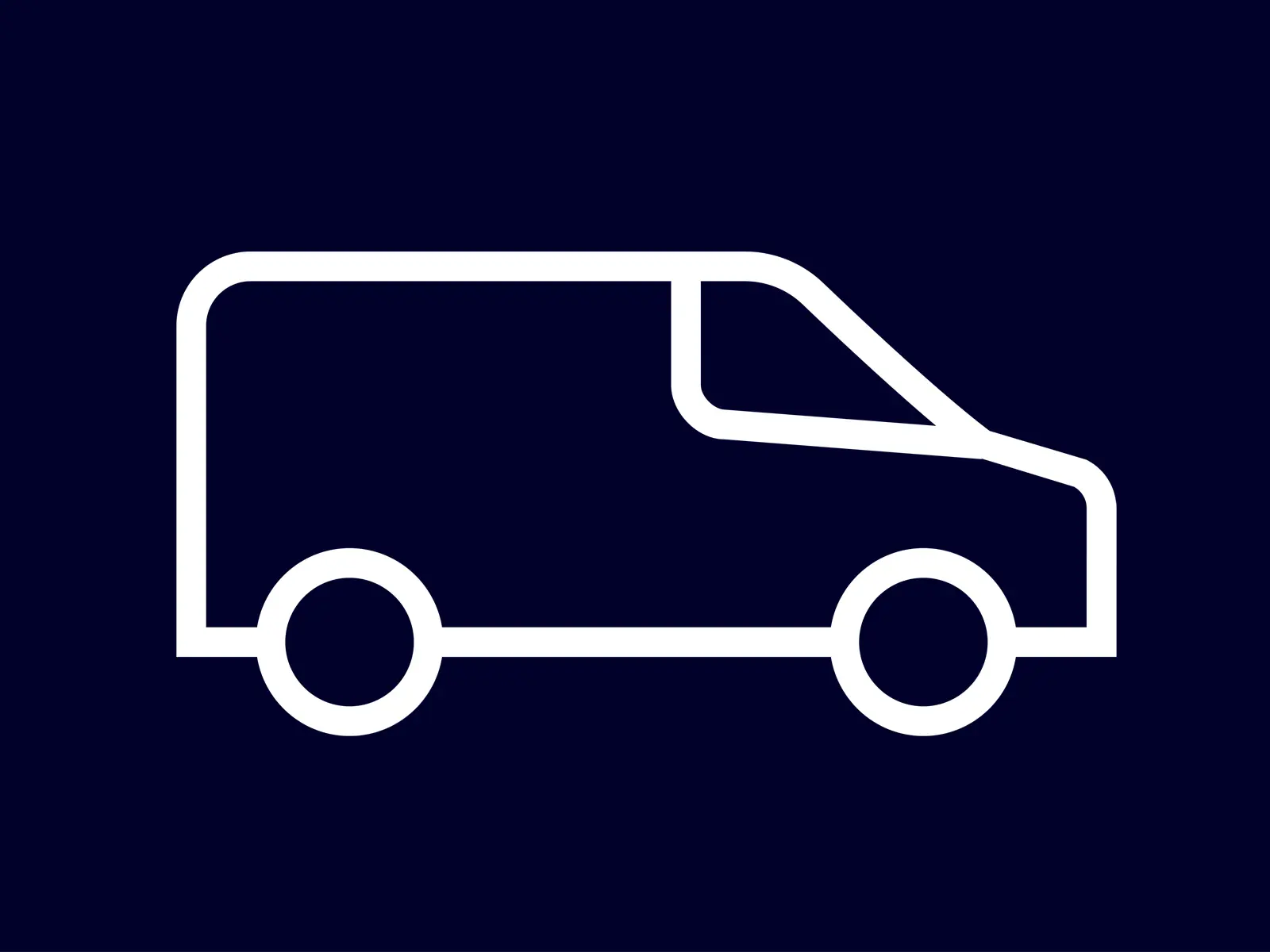Dunkelblaue Farbfläche und darauf ein weißes Icon eines Lieferwagens