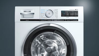 Eine Siemens Waschmaschine in der Frontansicht zum Schlafsack waschen.