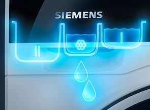 Siemens wasmachine met IntelligentDosing functie om wasmiddel te doseren