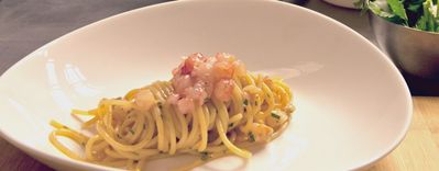 Spaghetti gambero rosso di Mazzara e limone
