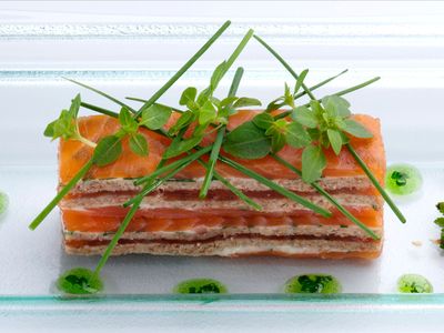 Salmon fish terrine plated dish