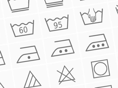 Eine Collage von Wäschezeichen.