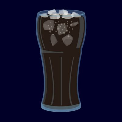 Illustration repr&eacute;sentant un verre de soda avec des gla&ccedil;ons.