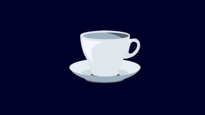 Illustration repr&eacute;sentant une tasse de caf&eacute; blanche pos&eacute;e sur une soucoupe de la m&ecirc;me couleur.