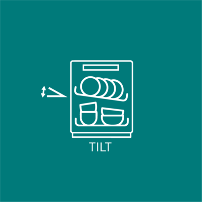 
         Illustreret ikon af en opvaskemaskine fyldt med tallerkener og sk&aring;le, og den &oslash;verste kurv er let vinklet.
        