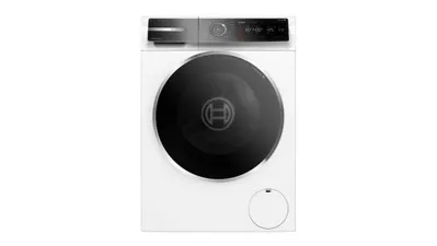 Vista frontale di una lavatrice Bosch Serie 8 color bianco