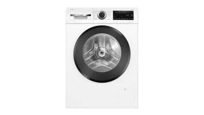 Vista frontale di una lavatrice Bosch Serie 6 color bianco