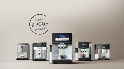 Nu tot € 300,- cashback op geselecteerde Siemens EQ espresso volautomaten.