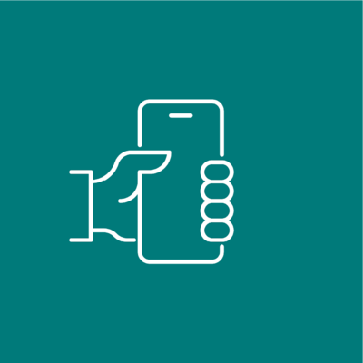 Ikona dłoni trzymającej smartfon.