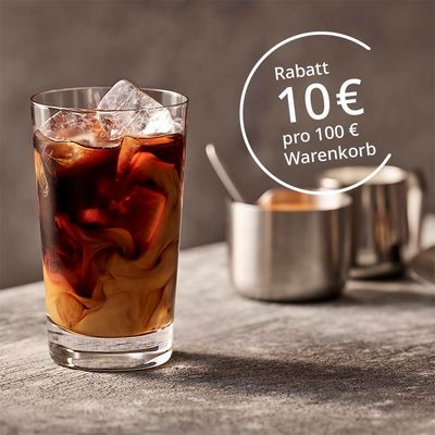 Aktionsangebot: 10 € Rabatt pro 100 € Warenkorb – perfekt für den Sommer mit Siemens Kaffeevollautomaten genießen.
