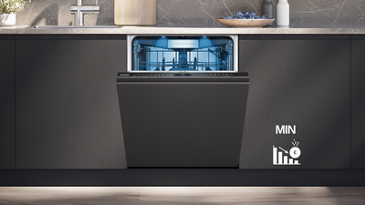         Een Siemens vaatwasser met icoon voor kostenbesparing.       