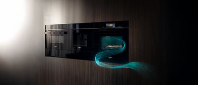 Built in oven with neon blue smoke style visual