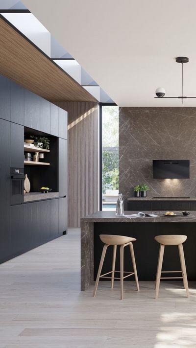 Light and open kitchen with multiple Siemens appliances