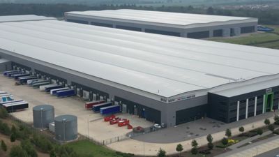 Aerial vew of Central Customer Hub building in Corby