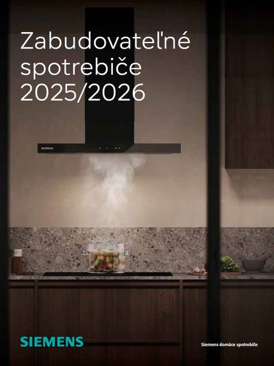 Moderné kuchynské spotrebiče a skrine so značkou Siemens a text v slovenskom jazyku.