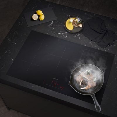 Zbliżenie na płytę grzewczą z matowym wykończeniem.