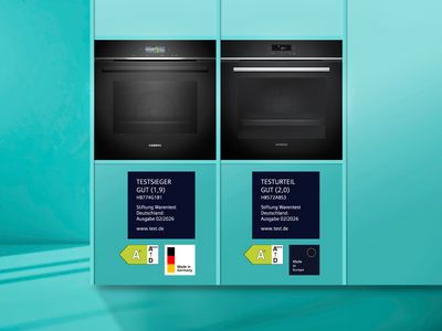 Mehrere Siemens Einbau-Back&ouml;fen mit Testergebnissen von Stiftung Warentest.