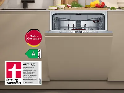 NEFF Geschirrspüler S155ECX15E im Geschirrspüler Test 2026 mit Stiftung Warentest Bewertung GUT (2,3), Energieeffizienzklasse A und Made in Germany