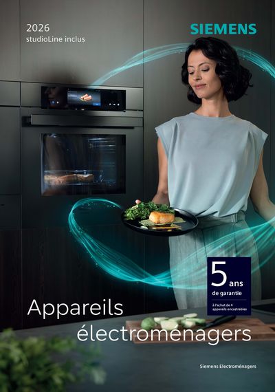 Affichage des appareils de cuisine Siemens avec Gamma 2025 studioline et 5 ans de garantie.