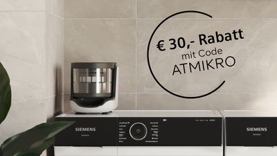 Siemens Mikroplastikfilter mit Text '&euro; 30 ,- sparen mit Code ATMIKRO'