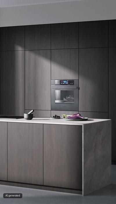 Siemens Matt Edition mit Backofen und Einbau-Kaffeevollautomat in einer modernen K&uuml;che, ausgezeichnet mit dem German Design Award 2026.
