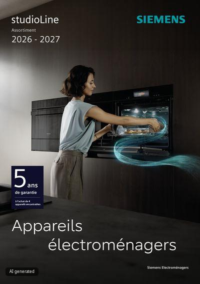 Affichage des appareils de cuisine Siemens avec Gamma 2025 studioline et 5 ans de garantie.