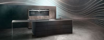 Dark Marble Kitchen display with IQ700 ovens & Coffee machine
