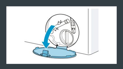 Siemens Home Appliances Service – Illustrasjon av hvordan du fjerner blokkering av pumpen, trinn 1