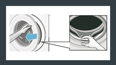 Abbildung, wie man die Türdichtung einer Waschmaschine reinigt