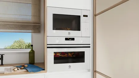 Foto columna horno y microondas serie cristal blanco Balay