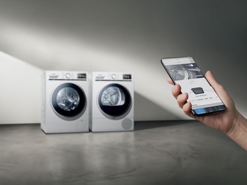 Intelligente Siemens wasmachine en droger die bedient worden via de Home Connect-app