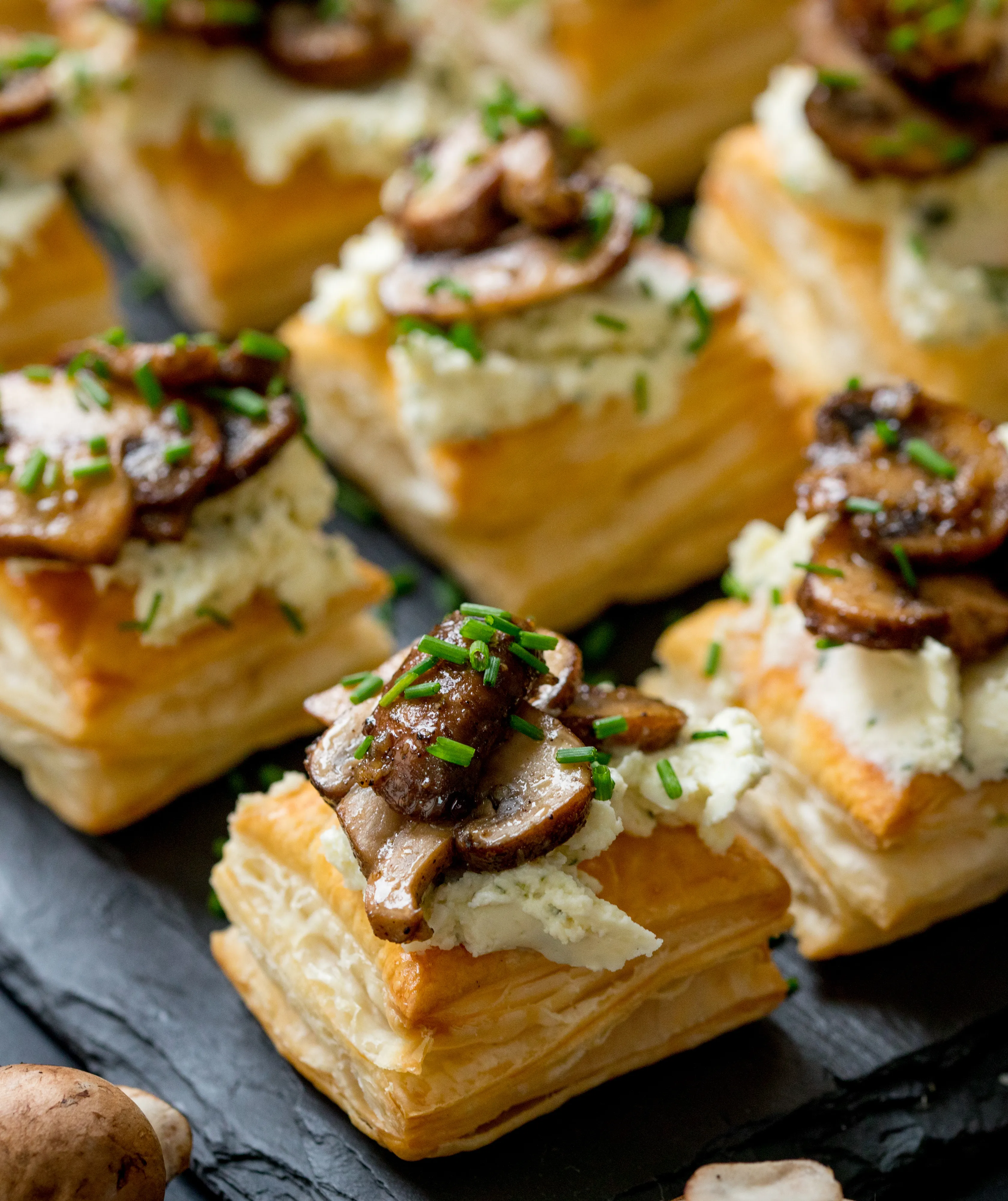 Garlic Mushroom and Chive Pastry Bites