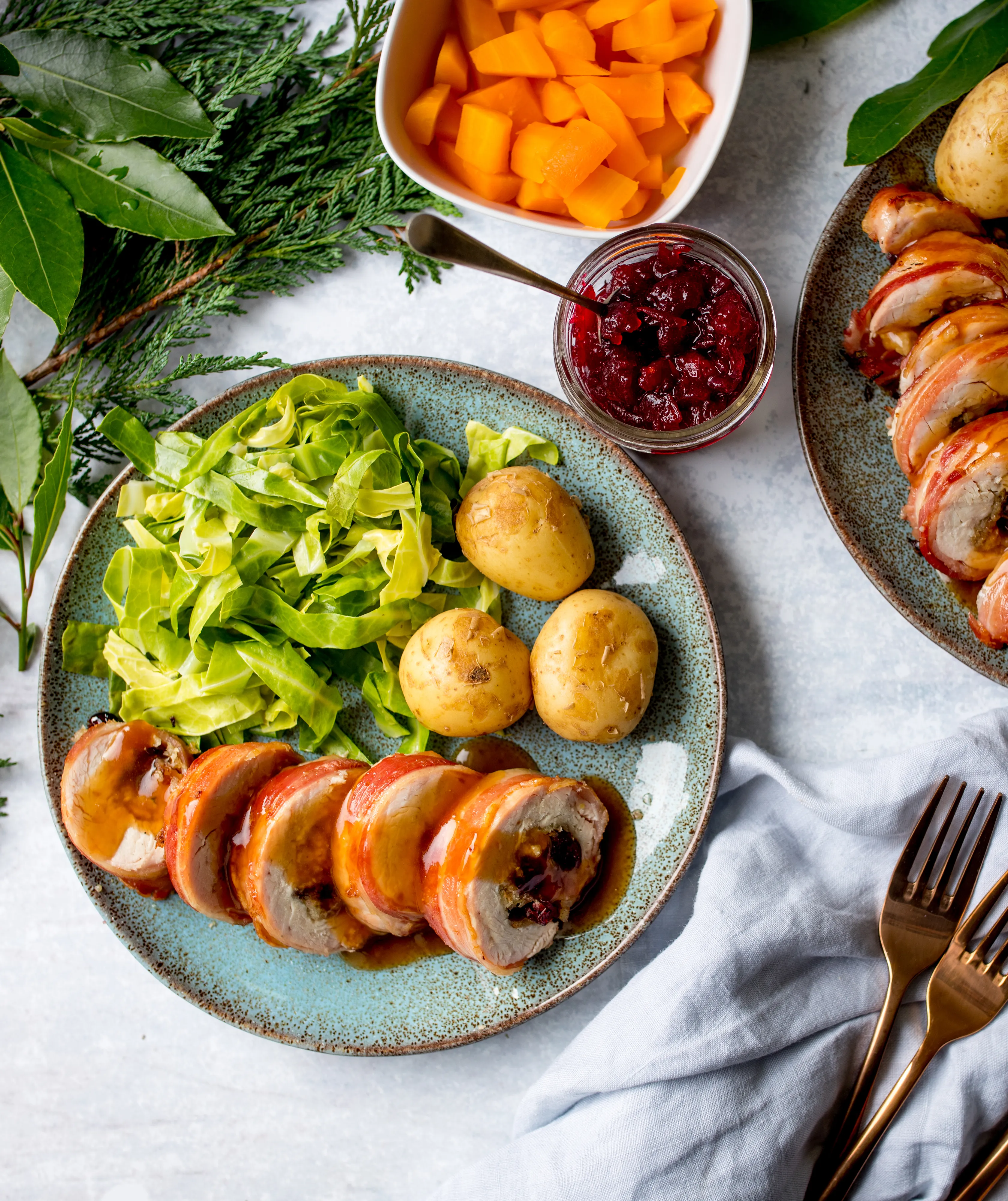 Individual Turkey Roulades with Cranberry and Sage Stuffing