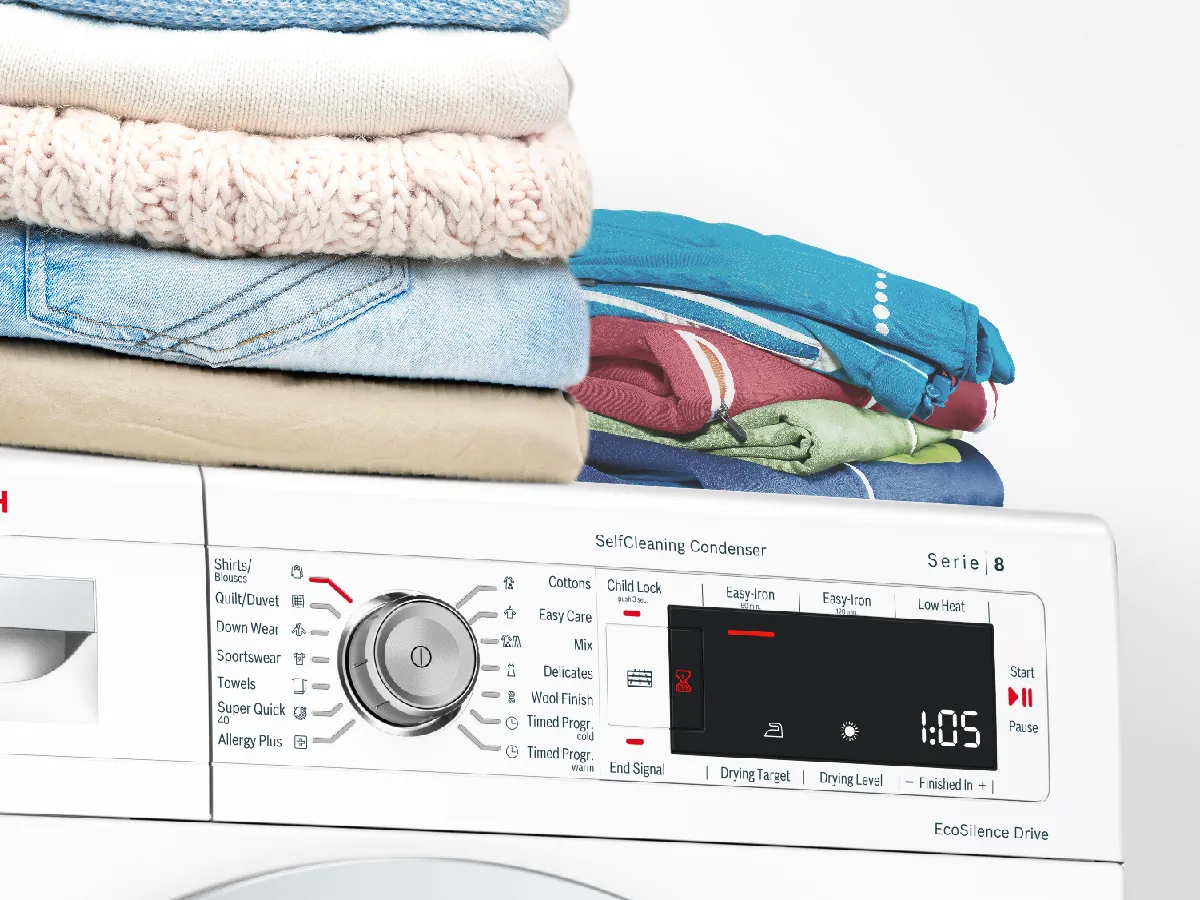 washing machine with clothes
